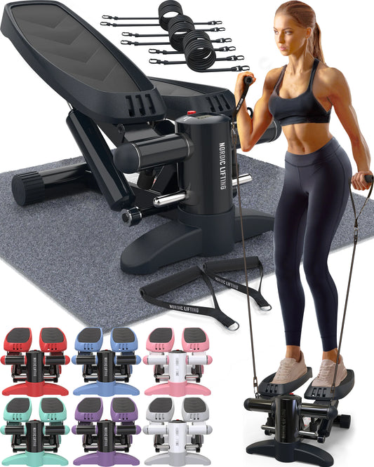 Maximize Your Home Fitness: Mini Stepper with Resistance Bands & Built-In Tracking Monitor
