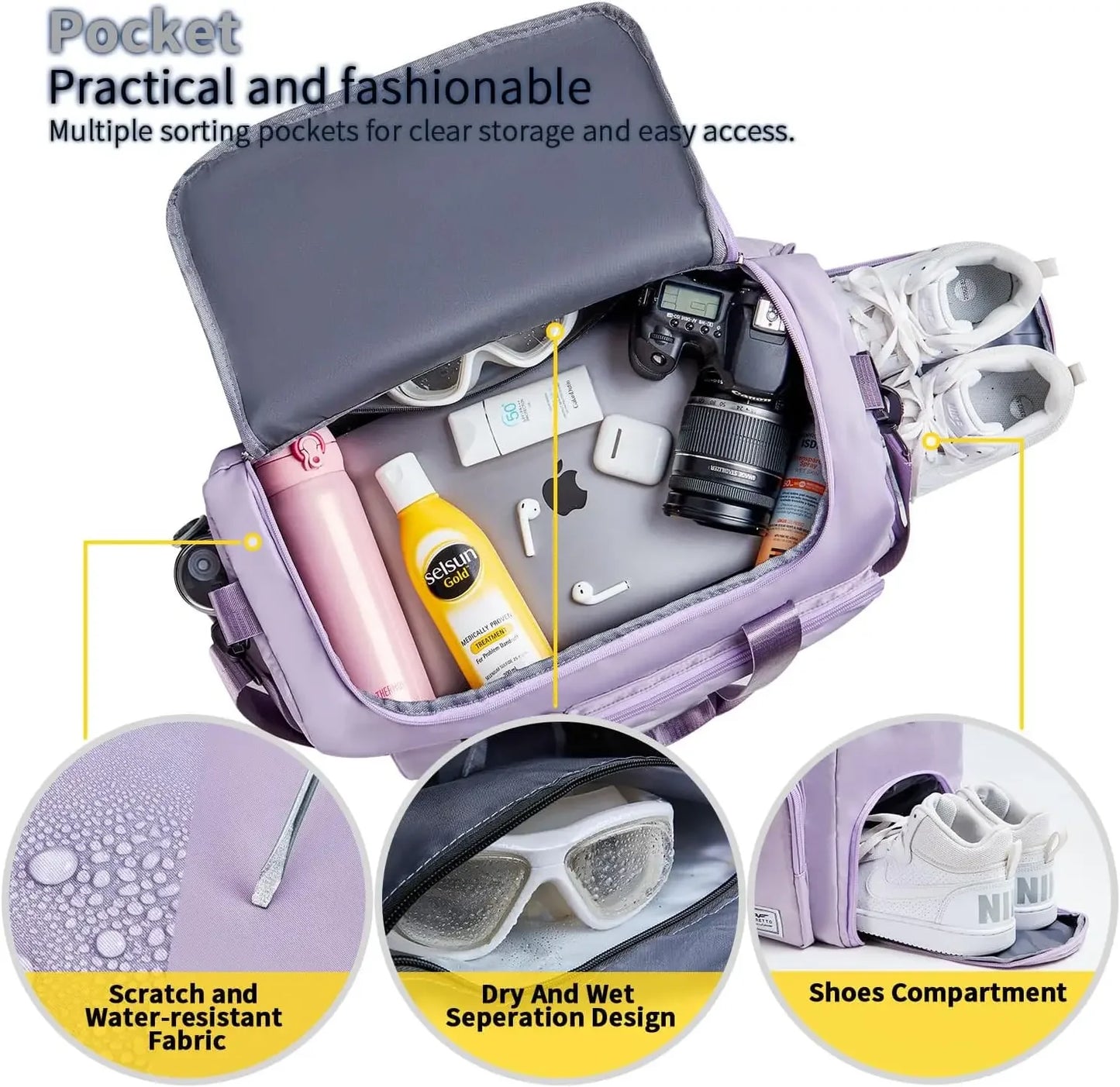 Versatile Sports Gym Duffle Bag with Shoe Compartment - Perfect for Weekend Getaways and Travel - Water-Resistant, Foldable Design for Men and Women